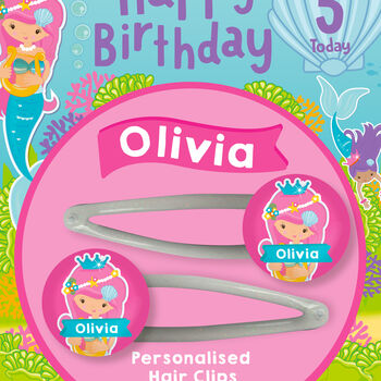 Personalised Mermaids Birthday Hair Clips, 3 of 4