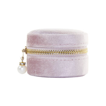 Small Round Velvet Jewellery Box With Pearl Detail, 7 of 10