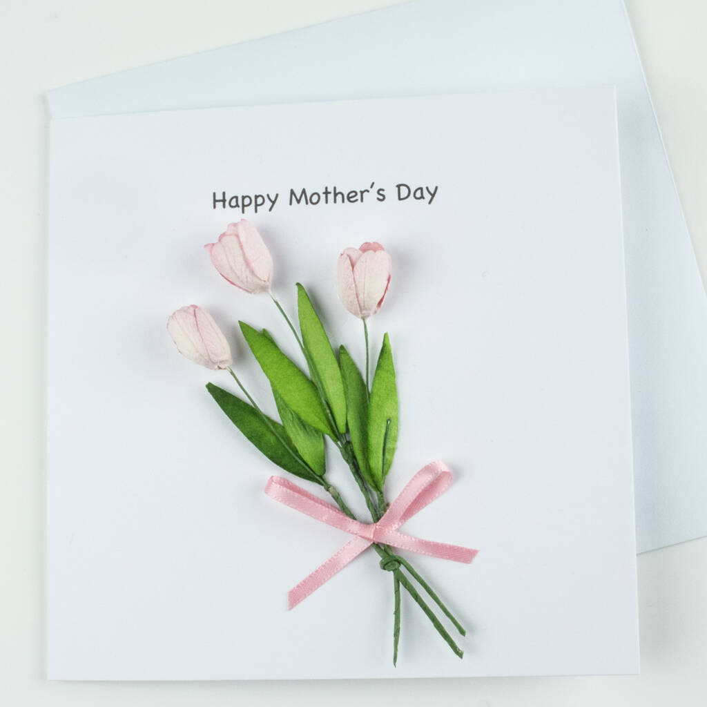 Mothers Daybirthday Card Tulips Flower Bouquet Card By Dribblebuster