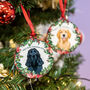 Personalised Holly Wreath Dog Christmas Decoration Bauble, thumbnail 1 of 11