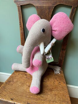 Large Soft Toy Elephant Handmade And Personalised, 2 of 6