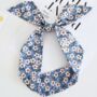 Blue Floral Thin Neck And Hair Tie Scarf, thumbnail 2 of 10