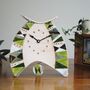 Large Mantel Clock In Shades Of Green Triangle Motif, thumbnail 1 of 8