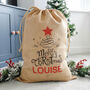 Personalised Star Hessian Santa Christmas Sack, thumbnail 1 of 3