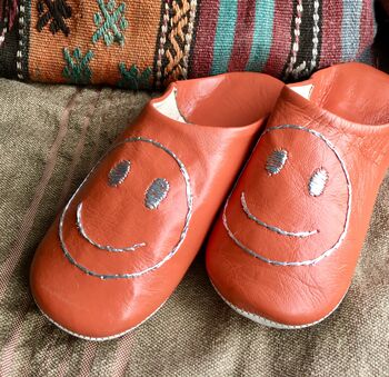 Smiley Face Leather Slippers, 2 of 7