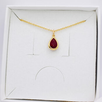 Garnet Red Teardrop Pendant Necklace, 2 of 5