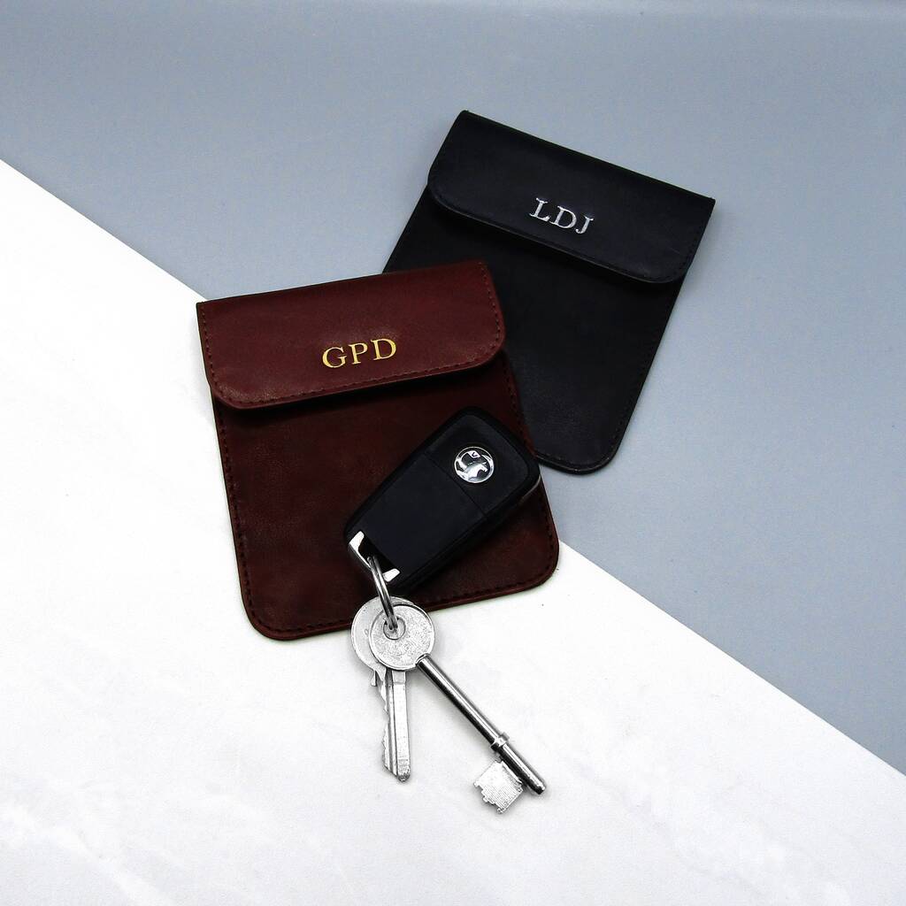 Personalised Leather Rfid Safe Car Key Fob Pouch, 1 of 5
