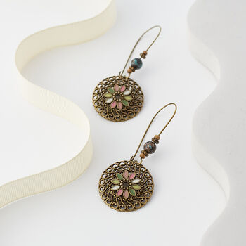 Pale Stone Round Antique Earrings, 3 of 3