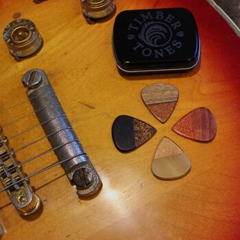 Sand Storm Timber And Resin Guitar Picks In A Gift Tin, 2 of 12