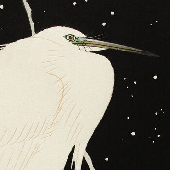 Vintage Japanese Art Heron Snow Art Print, 4 of 5