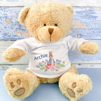 Personalised New Baby Peter Rabbit Teddy And Bag, 2 of 3