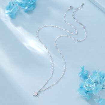 Tiny Starburst Pendant Necklace In Sterling Silver, 4 of 12