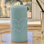 Personalised Hand Painted Heart Couples Pillar Candle, thumbnail 2 of 3