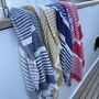 Amalfi Striped Peshtemal Towel Marine Blue, thumbnail 2 of 10