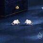 Cute Little Shrew Stud Earrings In Sterling Silver, thumbnail 1 of 12