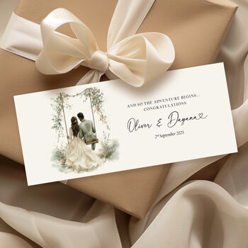 Cash Gift Wallet Featuring Black Bride And Groom Illustration, 2 of 4