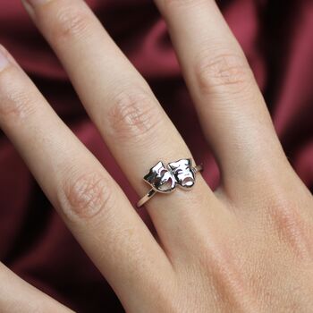Sterling Silver Comedy And Tragedy Theatre Ring, 4 of 7