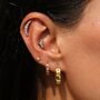 Gold Rainbow Gemstone Huggie Hoop Earrings, thumbnail 3 of 9