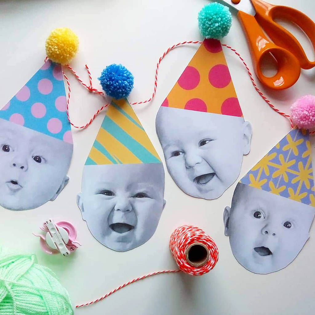 Happy Head Personalised Face Pom Pom Garland, 1 of 3