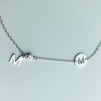 Sterling Silver M Initial Charm Bracelet, 3 of 5