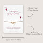 Lucky In Love Queen Of My Heart Bracelet Gift For Girlfriend Valentine Anniversary, thumbnail 4 of 5