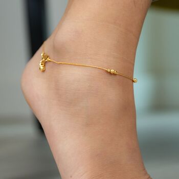 Golden Brass Thread Slim Foot Payal Anklet, 2 of 7