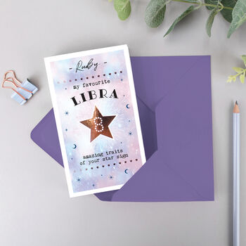 Libra Zodiac Star Sign Banner Card, 2 of 6