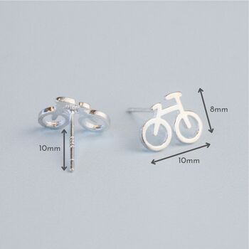 Sterling Silver Bicycle Stud Earrings, 5 of 6
