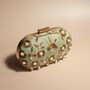 Cyprus, Sage Green Oval Embroidered Clutch, thumbnail 3 of 7