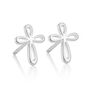 Sterling Silver Signature Cherish Cross Childs Earrings, thumbnail 2 of 4