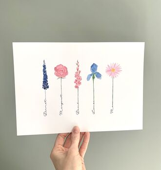 Personalised Family Flower Stem Print, 7 of 10