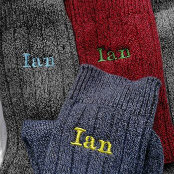Men’s Personalised Name Thick Bamboo Socks Gift Box Set, 5 of 9