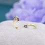 Amethyst Purple Cz Droplet Huggie Hoop Earrings Two, thumbnail 4 of 11