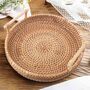 Round Woven Rattan Basket Tea Tray, thumbnail 1 of 8