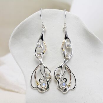 Rainbow Moonstone Organic Flow Statement Earrings, 3 of 7