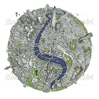 The London Globe Hand Drawn Map Print, 5 of 5