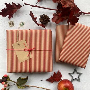 Red Stripe Paper Fibre Wrapping Paper Set, 10 of 12