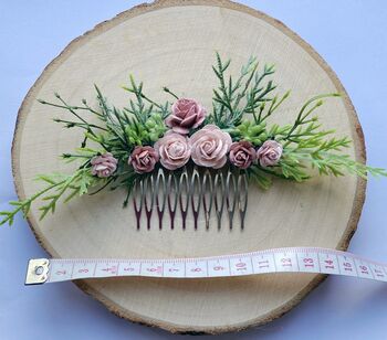 Blush And Dusky Pink Flower Hair Comb, 2 of 6