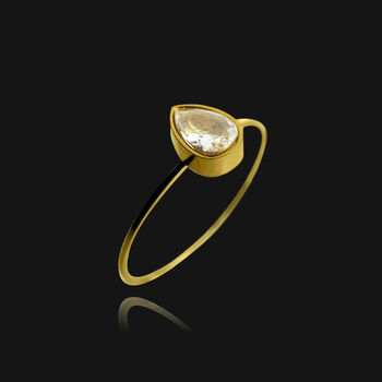 Gold Plated Single Rhinestone Ring, Three Sizes, 3 of 4