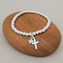 Children's Confirmation Cross And Heart Bead Bracelet, thumbnail 1 of 3