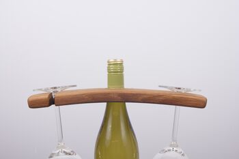 Reclaimed Oak Wine Bottle And Glass Holder, 4 of 9