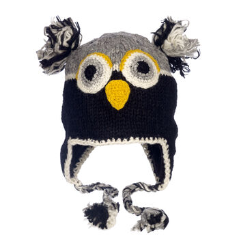 Natural Owl Hand Knitted Woollen Animal Hat, 3 of 5