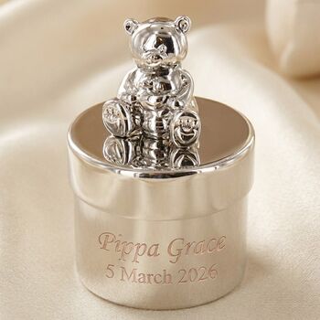 Personalised Teddy Bear Trinket Christening Baby Gift, 6 of 10