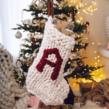 Personalised Jumbo Hand Knitted Christmas Stocking, 12 of 12