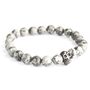 Pewter Skull Grey Agate Gemstone Bracelet, thumbnail 1 of 2