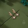 Sterling Silver Cz Starburst Huggie Hoop Earrings, thumbnail 2 of 12