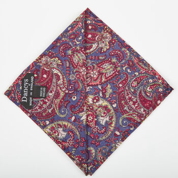 Mens Purple And Red Paisley Pocket Square, 7 of 7