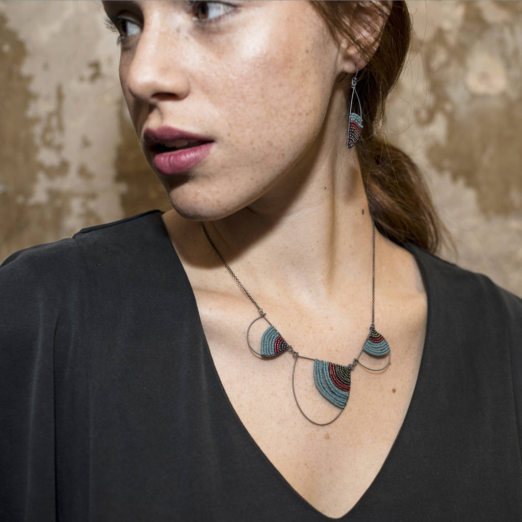 Silver Geometric Curve Statement Necklace By Judith Brown Jewellery ...