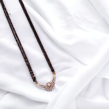 Black Bead Zircon Pendant Mangalsutra Necklace, 5 of 6