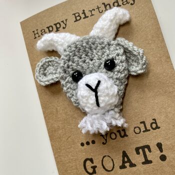 Old Goat Funny Crochet Birthday Card Handmade, 2 of 6